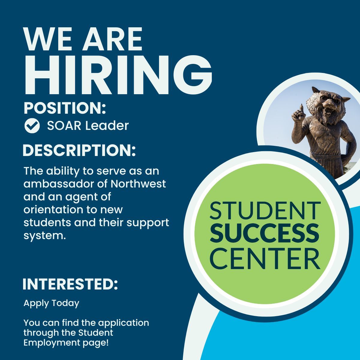 We're hiring our 2026 SOAR Leaders!🌟 In this role, you will lead student groups, collaborate with academic offices, and help create an amazing orientation experience for incoming students. If you're team-oriented and passionate about student success, we want to hear from you!