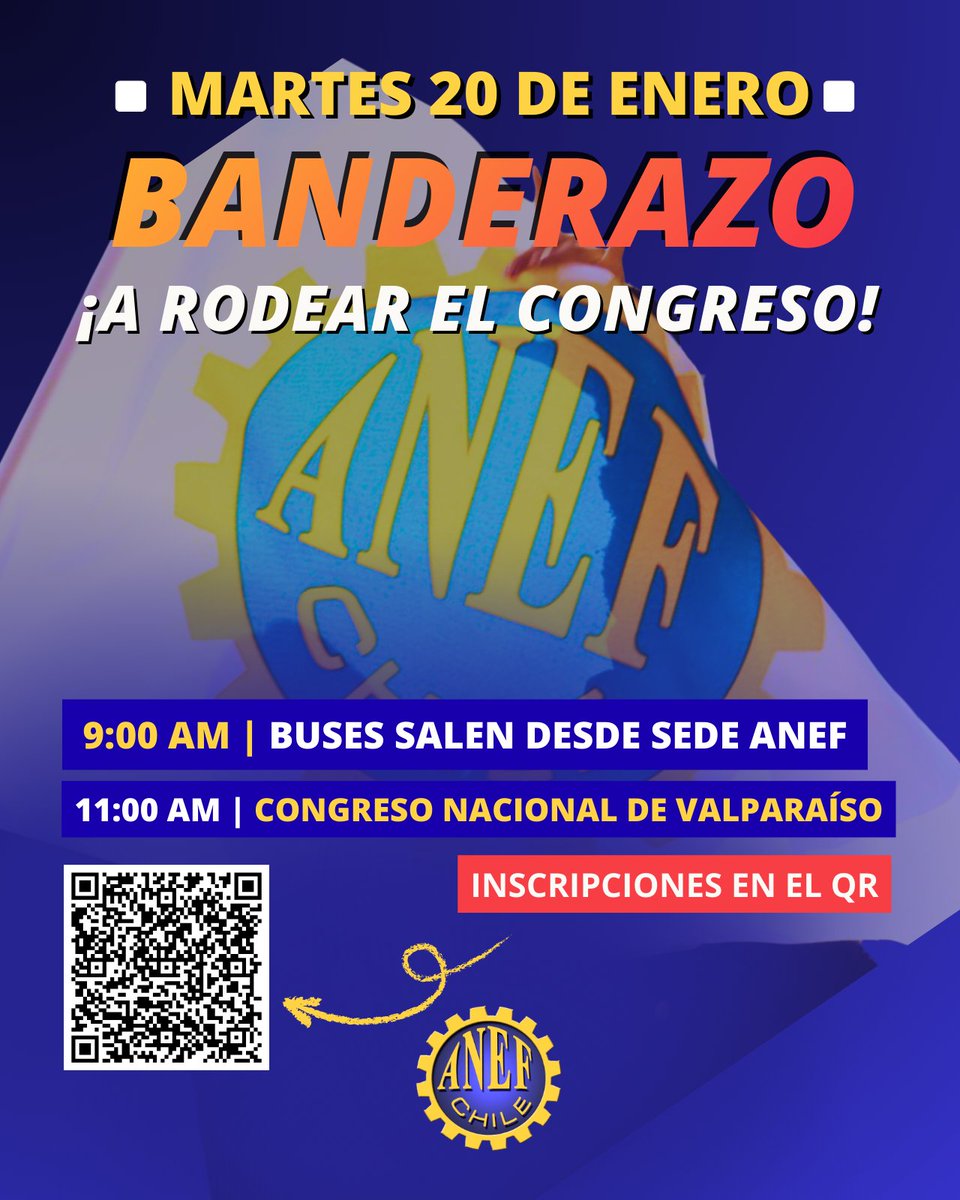 📢Este martes 20 de enero, volvemos al Congreso Nacional de Valparaíso.  Es necesario que las y los senadores respeten las normas relativas a la estabilidad laboral del proyecto de ley de reajuste al sector público.

✏️Inscripciones: docs.google.com/forms/d/e/1FAI…