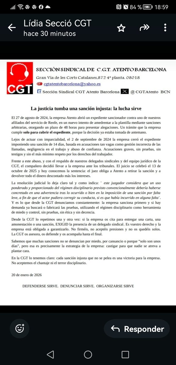 Sumem una altra victòria!!!!! Organitza't i lluita.