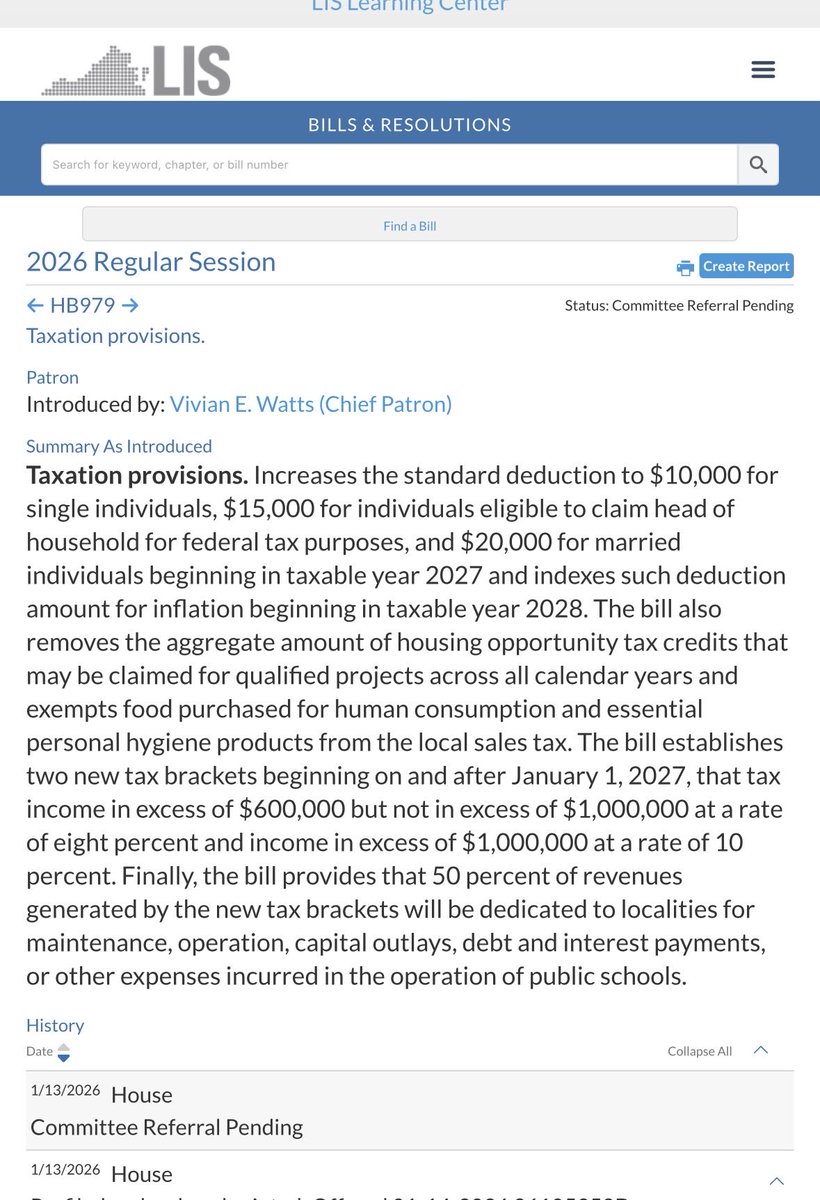 NoVA_Campaigns's tweet photo. Virginia Democrats introduce bill to establish TWO new HIGHER tax brackets of 8% and 10%:

“The bill establishes two new tax brackets beginning on and after January 1, 2027, that tax income in excess of $600,000 but not in excess of $1,000,000 at a rate of eight percent and income in excess of $1,000,000 at a rate of 10 percent”