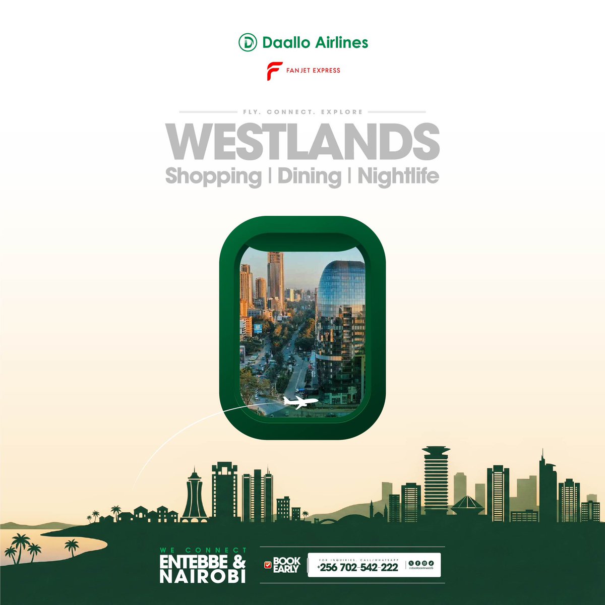 daalloairlineug's tweet photo. Food, shopping, and city vibes ✨
Fly Entebbe–Nairobi and enjoy it all.

📞 0702542222
💵 From $140

#FlyDaallo #DaalloAirlinesUG #FanjetExpress #Nairobi https://t.co/JWKsTSHlBq