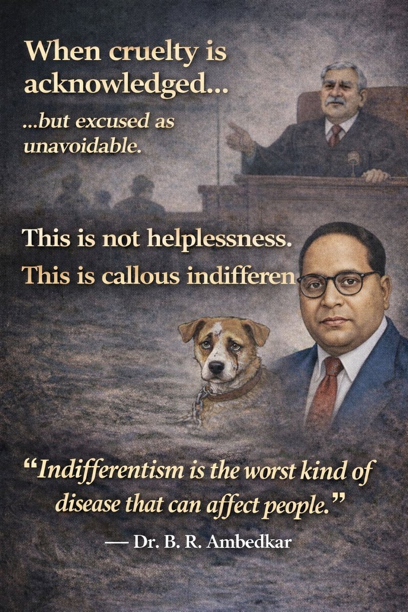 JUDICIAL DUTY IS CONSTITUTIONAL, NOT PERSONAL!

When cruelty is acknowledged… but excused as “unavoidable,” it isn’t helplessness, it is callous indifference.

And this is exactly what happens when <a href="/indSupremeCourt/">Supreme Court of India</a> judges, who have sworn an oath to uphold the Constitution, stop
