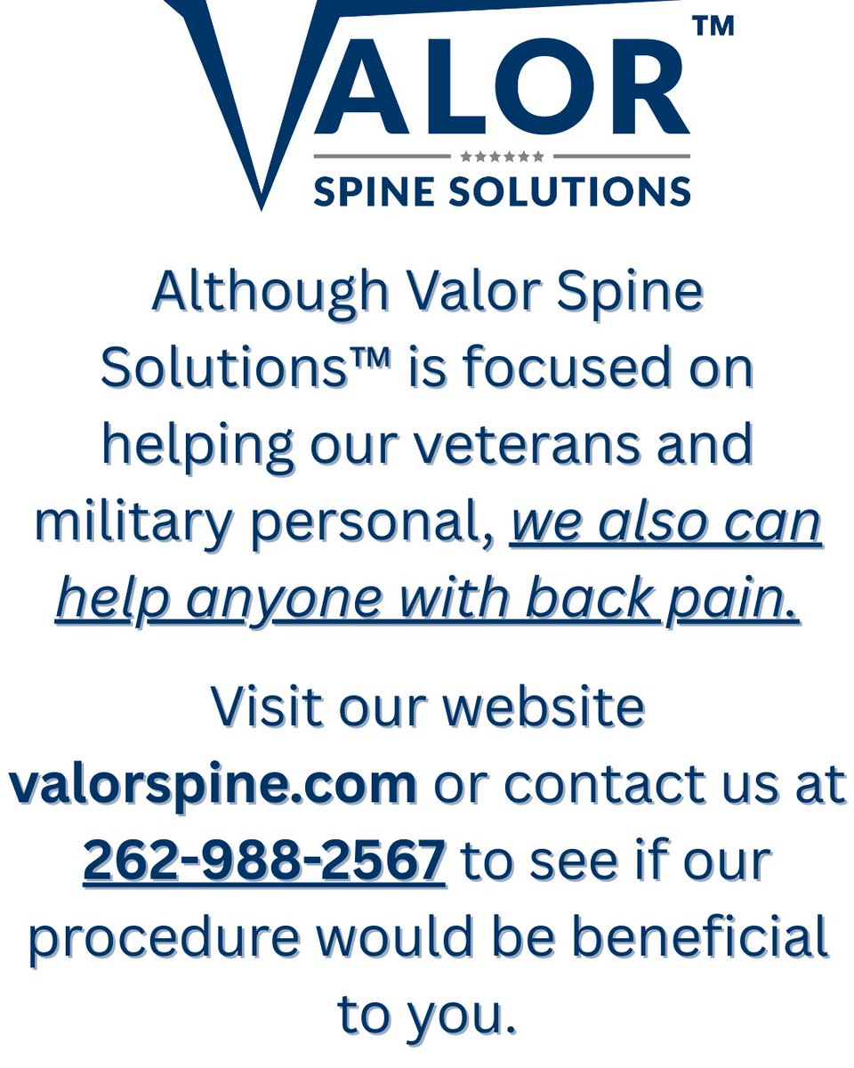 Visit our website or contact us to learn more.

#veterans #veteran #veteranbackpain #chronicbackpain #chronicneckpain