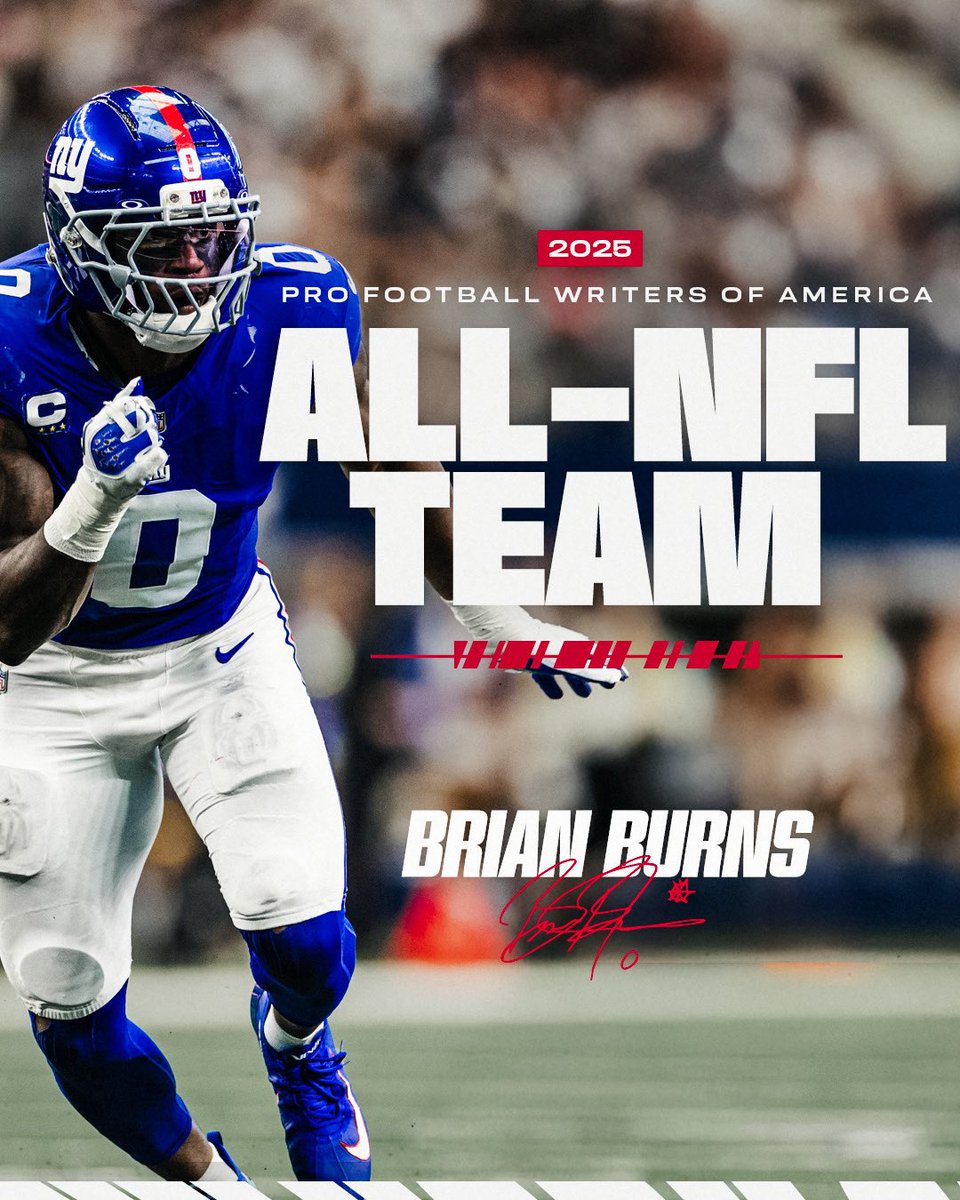 Giants's tweet image. Brian Burns named to 2025 PFWA All-NFL Team 🕷️

📰: nygnt.co/bb-pwfa