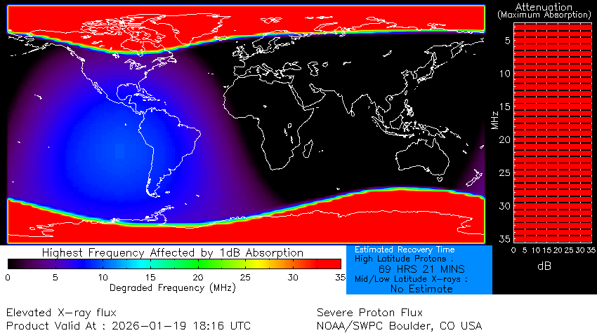 _SpaceWeather_'s tweet image. Very strong S4 Solar Radiation Storm - Blackout of HF radio through the polar regions and navigation position errors, severe effects on satellite electronics, high radiation risk to astronauts on EVA and high-latitude aircraft passengers
Follow live on spaceweather.live/l/solar-activi…