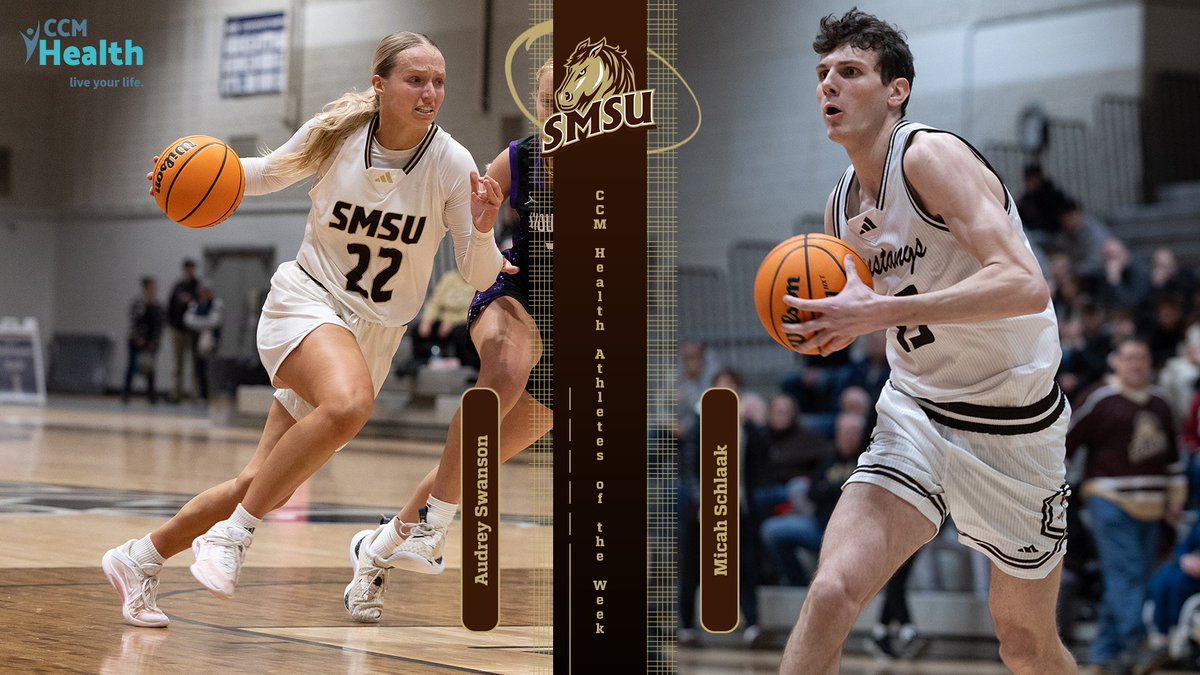 Congrats to senior women's basketball player Audrey Swanson and redshirt freshman men's basketball player Micah Schlaak earning this week's CCM  Health Athletes of the Week!