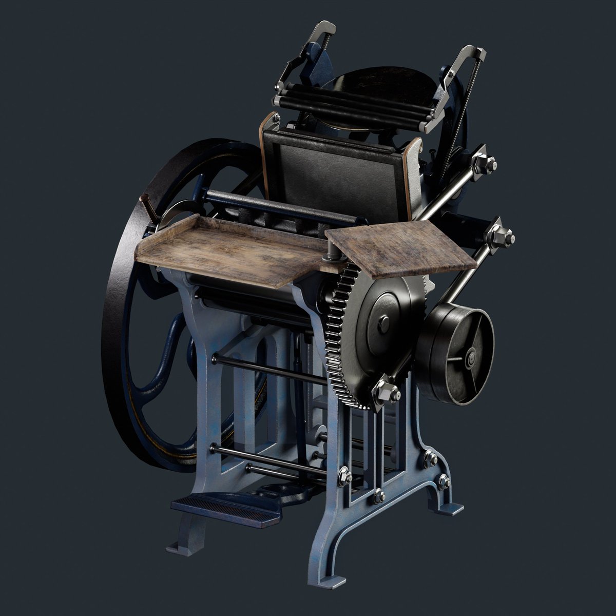 Trying out a layer of paint on top. Needs more height variation and way more chipping I think but I feel like it breaks up masses of metals quite well? 🤷🏼‍♂️

#gamedev #gameart