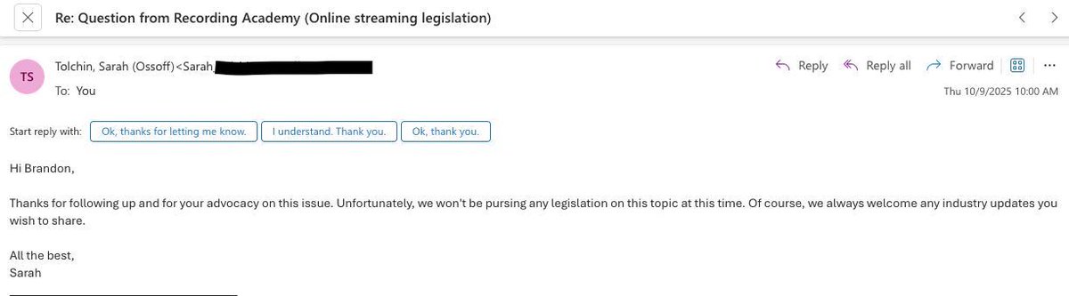 Bmadmusic's tweet image. #Democrats have always said, "We fight for the "little guy!" How do you square these words w/ how my exchange went between me #JonOssoff's office trying to get them to draft legislation raising $ for #streams to #Creators from .005 cents to 5 cents @ossoff @SenOssoff #Georgia