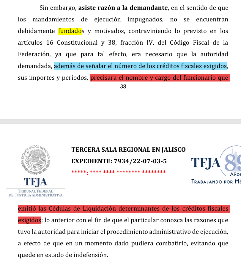 MANDAMIENTOS DE EJECUCIÓN. FUNDAMENTACIÓN Y MOTIVACIÓN
Los mandamientos de ejecución impugnados, no se encuentran debidamente fundados y motivados, ya que era necesario que la autoridad demandada, además de señalar el número de los créditos fiscales exigidos, sus importes y