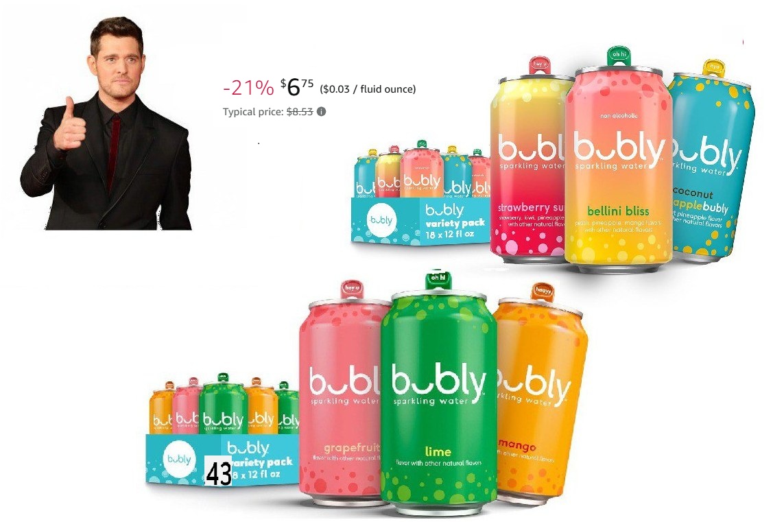 HeavenlySteals's tweet photo. 🔥 18 Pack of 12oz Bubly Sparkling Water Variety Packs only $6.75 (Reg $14.28) or $6.04.  
1. Click limit 5 of each
  Tropical Variety Pack https://t.co/gAuQ4gCOTe
  Bellini Bliss $9/$8  https://t.co/06tPLFFHGa
2. Do a subscribe order to get the lower price 
. https://t.co/ygcrq2Bq22