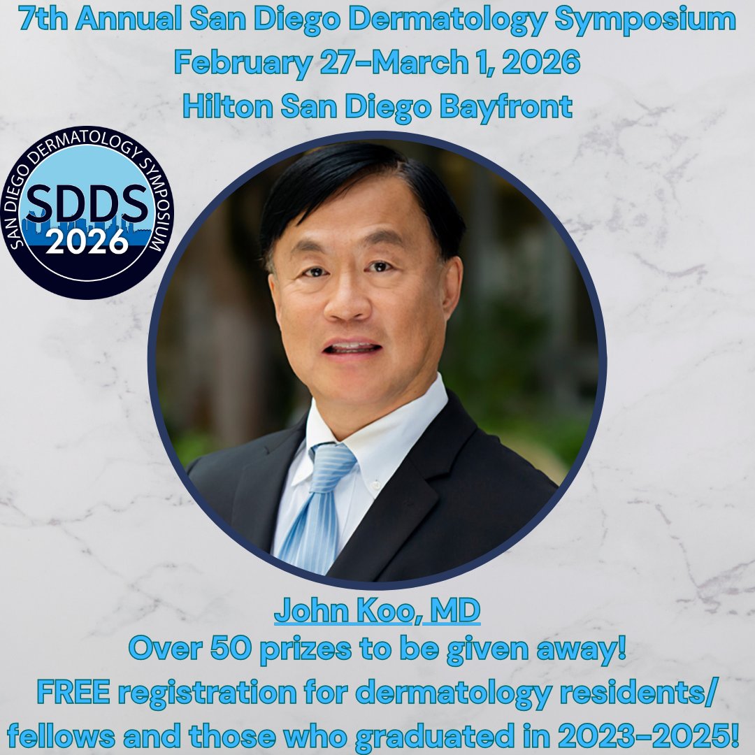 Dermaeducation's tweet photo. 7thAnnual San Diego Dermatology Symposium
February 27-March 1, 2026
Hilton San Diego Bayfront
Free registration for dermatologists/derm NPs and PAs who graduated in 2023-2025, derm residents and fellows!
Prizes to be given away, some worth over $1700!
https://t.co/5Yhn8bAPwv https://t.co/pHDvLmn9ZN