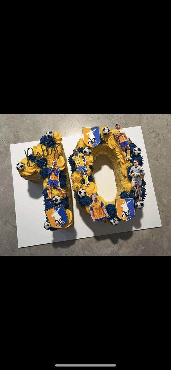 fozzy2625's tweet photo. Made by the Bakery Box on Facebook for my sons 10th birthday he would love a message or a between from one of his favourite players 
#cake
#mansfieldtownfc
#jordanbowery
#liamroberts
#dejioshilaha
#rhysoates
#kyleknoyle https://t.co/91yEQkeqQD