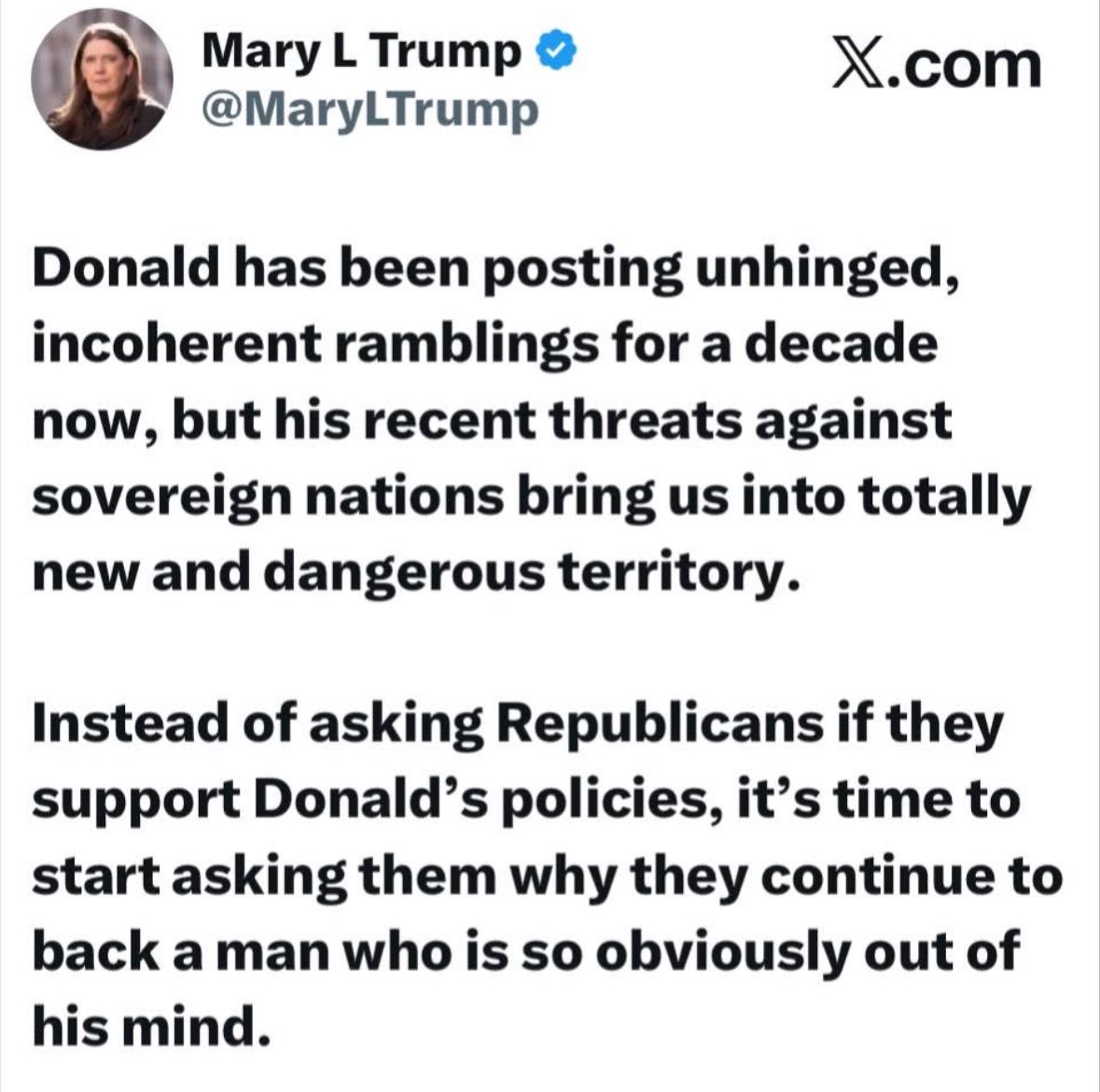AnnieForTruth's tweet image. I agree with Mary Trump…..