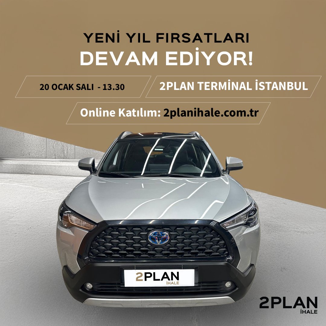 Yeni yıl fırsatları 2PLAN İhale’de devem ediyor! 🚗✨

Geniş araç yelpazemiz içinden ihtiyacınıza en uygun aracı seçebilir, online ihalemize katılarak avantajlı fiyatlarla teklifinizi verebilirsiniz.

🗓️: 20 Ocak 2026 Salı, 13:30
💻: Online katılım: 2planihale.com.tr