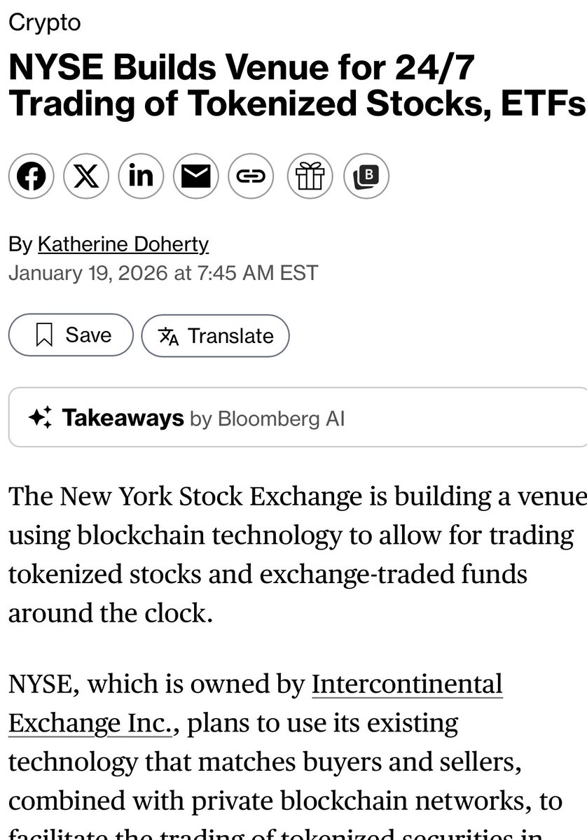 New York Stock Exchange building a venue for tokenized stocks and ETFs