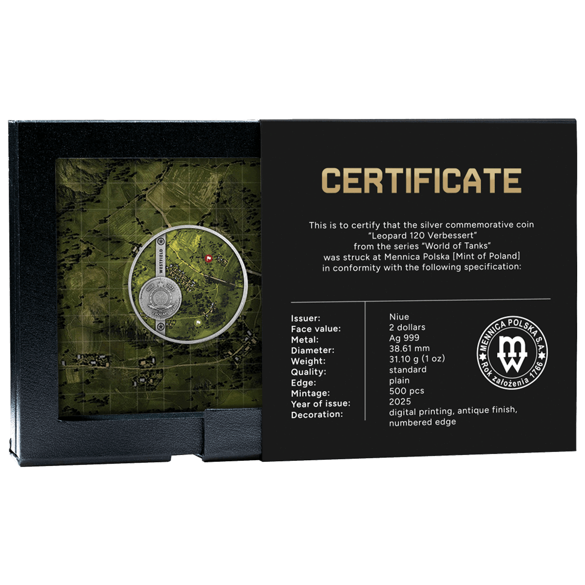 GR_Reserve's tweet photo. Frontline ready! 🛡️⚡ The 2025 Niue World of Tanks Leopard 120 Coin in silver is a must-have! Limited to just 500 and crafted by @Mennica_Polska! Grab yours today! 📦✨
https://t.co/FmCXmdeKnB
#SilverCollectibles #MilitaryCoins #SilverStacking #SilverCoins #Tanks #MintOfPoland https://t.co/isZZqGoJ6j
