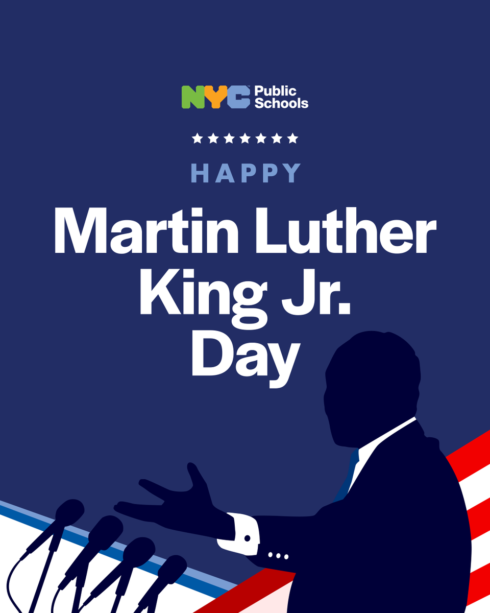 NYCSchools's tweet photo. Happy Dr. #MartinLutherKingJr Day!

Today and every day, we honor Dr. King’s legacy of equality, hope, and resilience by empowering the next generation of leaders through education and civic engagement. https://t.co/BufTFsI8XP