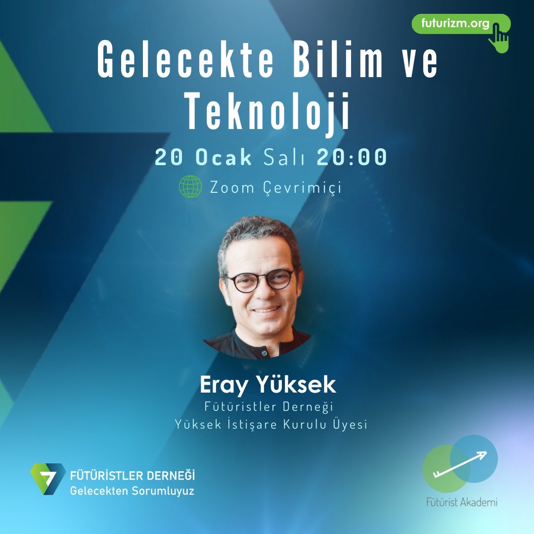 FuturistlerDern's tweet photo. ✨ İlham almak, vizyon kazanmak ve geleceğe daha iyi hazırlanmak için fütürist Eray Yüksek'in dersini kaçırmayın!

📍 Fütürist Akademi Gelecek Bilgisi 101
🎤 Eğitmen: Eray Yüksek
⏰Saat: 20.00
🖥️ Zoom Çevrimiçi

#futuristakademi
#gelecekbilgisi101
#bilimveteknoloji https://t.co/XJwepJ6MpN