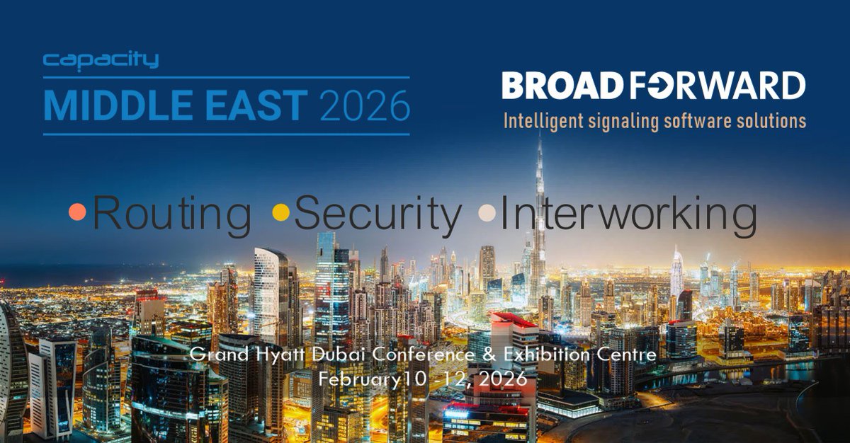 We will be at Capacity Middle East 10-12 February in Dubai. Whether you're planning your 2G, 4G-to-5G migration, roaming interconnects, signaling security, or modernizing core signaling - let's discuss how BroadForward can accelerate your roadmap!
broadforward.com/events/