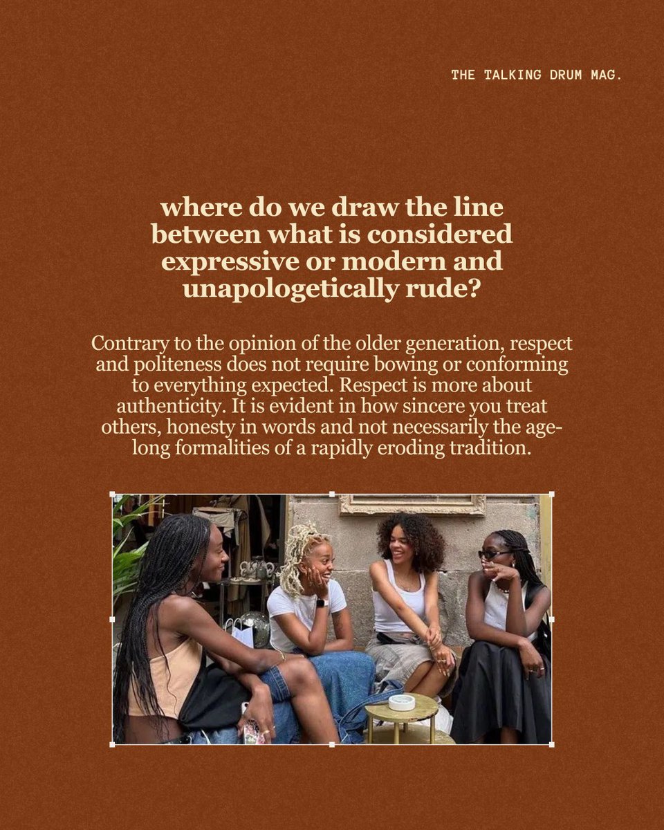 “Having been bred into several generational values, what was once seen as respect is now sometimes perceived as performative and unnecessary.”

Read full article: ⤵️
thetalkingdrum.substack.com/p/what-is-rude…