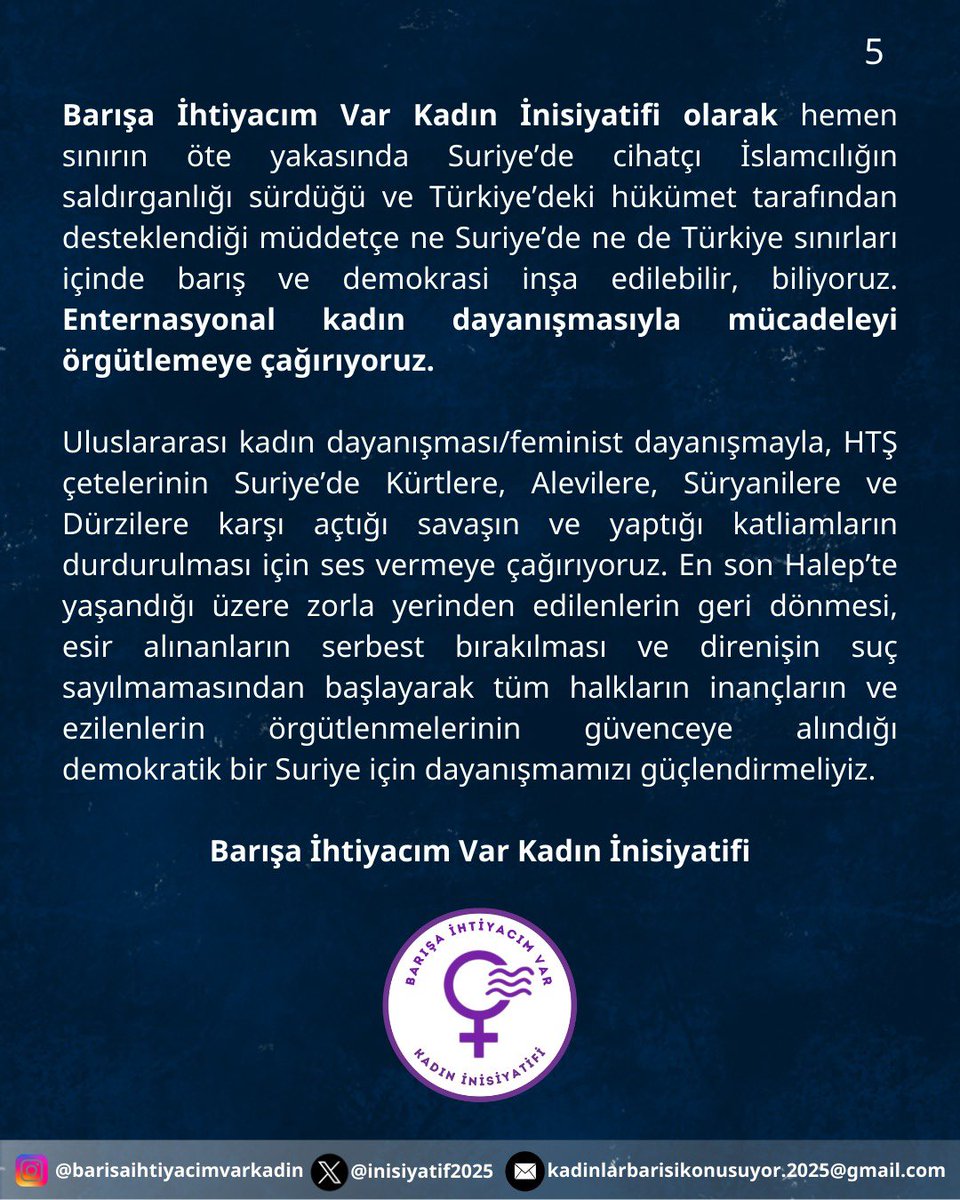Barışa İhtiyacım Var Kadın İnisiyatifi (@inisiyatif2025) on Twitter photo 