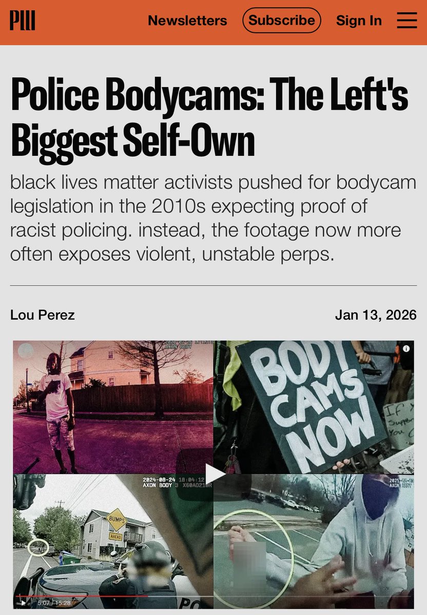 LaocoonofTroy's tweet photo. “…bodycams reduced complaints against police by an average of 17%... They’re used as evidence against civilians in more than 90% of cases [and] have helped clear police officers in the courtroom of allegations involving sexual assault, brutality, theft, and homicide.” https://t.co/PaNio6javu