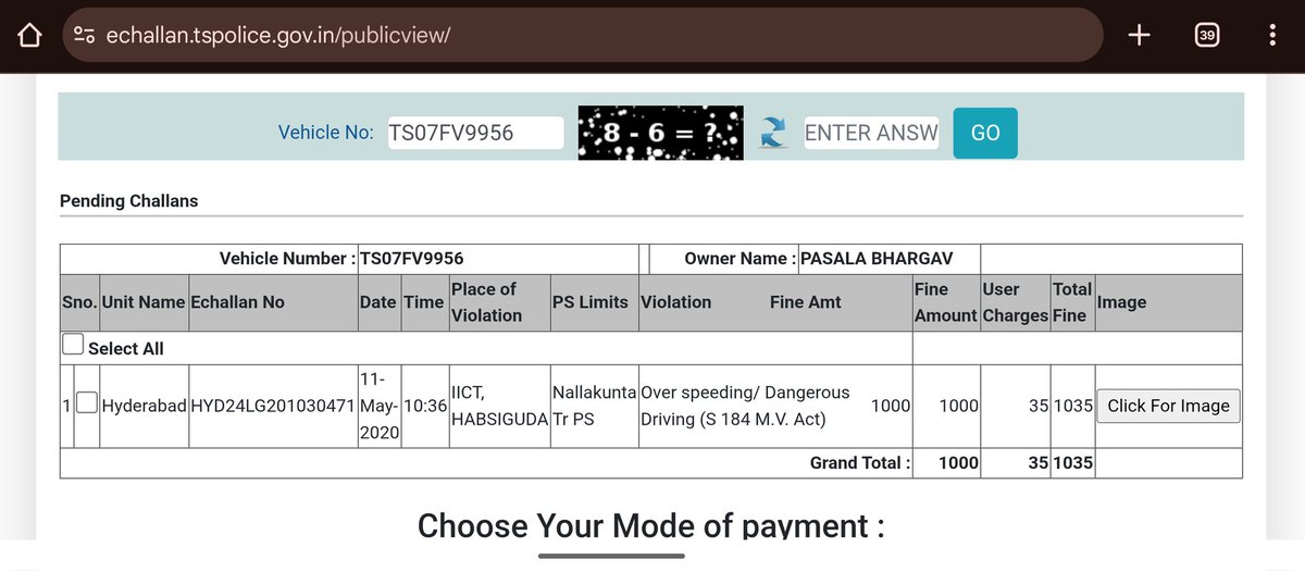 BhargavPasala's tweet photo. @HYDTP @CYBTRAFFIC Wrong e-challan on bike TS07FV9956 (Hyd reg). Overspeeding 11-May-2020 10:36AM. Evidence: WHITE DZIRE TS07FV9966! Typo 9956 vs 9966. https://t.co/RYwGr4k0PA