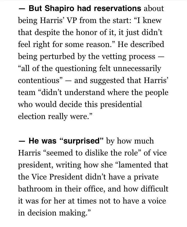 kenvogel's tweet image. .@KamalaHarris lamented that the Vice President’s office didn’t have a private bathroom, according to @JoshShapiroPA’s forthcoming book, per @playbookdc. politico.com/newsletters/pl…