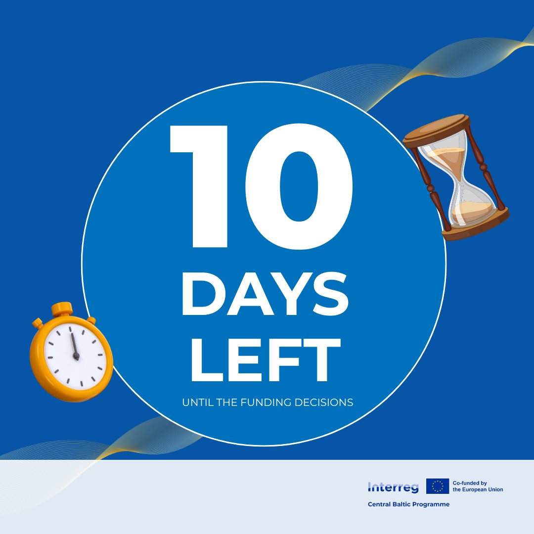 CentralBaltic's tweet photo. In 10 days, the Monitoring Committee will make the funding decisions for the Fifth Call for Project Proposals. A total of 119 applications are currently under assessment. The list of approved projects will be published as soon as possible after the meeting on 28 January 2026. https://t.co/XvAp9mHghX