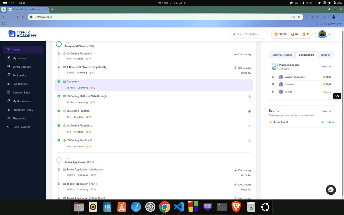 shaswatswain53's tweet photo. Done today's learning on #Objects in #JavaScript,
Where I learned, how to create an object, how to access the properties of the object, etc. Along with that I learned about #arrays and all and did some simple coding questions.
#HappyCoding #Fullstack https://t.co/yX8CbIw03D
