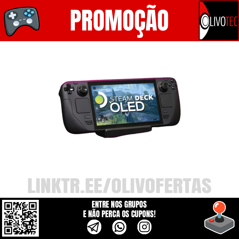 🚨Steam Deck OLED 512GB 🇧🇷

Promoção modelo com jogo e sem jogo!

🎫 CUPOM R$100: s.shopee.com.br/AKUSOOaVsa 
Preço com cupom: R$4346,00
até 12x no app

- Link de Compra:  
s.shopee.com.br/9zrbzmbmYY

- Entre nos nossos Grupos:  
linktr.ee/olivofertas