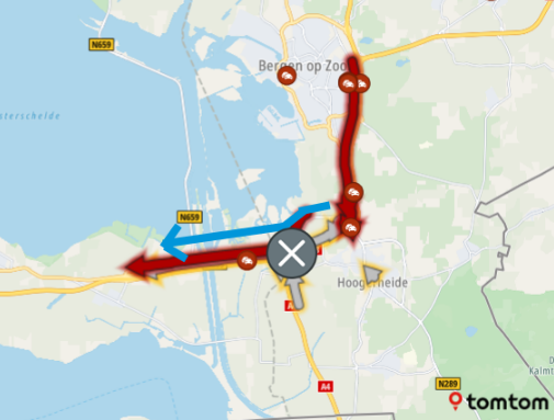 ANWBverkeer's tweet photo. De #A58 ► Vlissingen is tot 18.00 uur nog dicht tussen knp. Markiezaat en Rilland. Hierdoor ook +1 uur op de #A4 ► Belgische grens vanaf knp. Zoomland.
Je kunt omrijden via de #N289 Putte ► Goes. Hier wel +10 min. bij Rilland. https://t.co/CkBZ0PiaFh