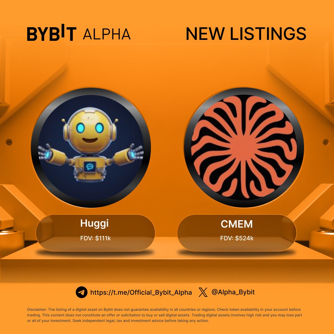 🚀 Two new listings on Bybit Alpha!

$Huggi: community-driven memetoken with a focus on positive vibes and an AI-inspired theme.

$CMEM: community token linked to the open-source Claude-Mem AI plugin for persistent memory across sessions.

📈 Trade now → i.bybit.com/2FabTcdz