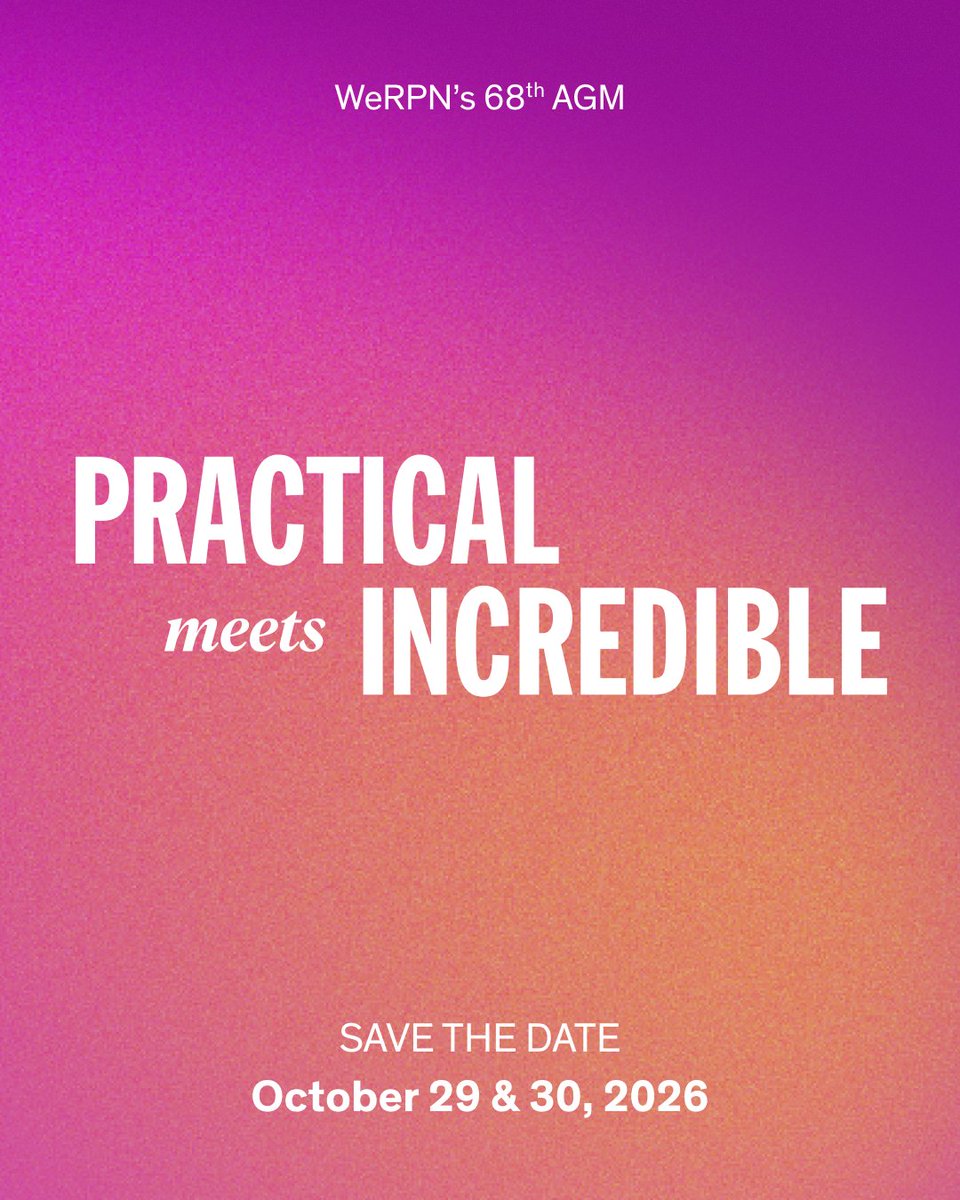 we_rpn's tweet photo. ✨ Save the Date! ✨

We’re pleased to announce our 68th AGM &amp; Conference
📅 October 29–30, 2026

Mark your calendars and stay tuned—full details will be shared soon.

#nursing #healthcare #conference https://t.co/xMW4dLVu6I