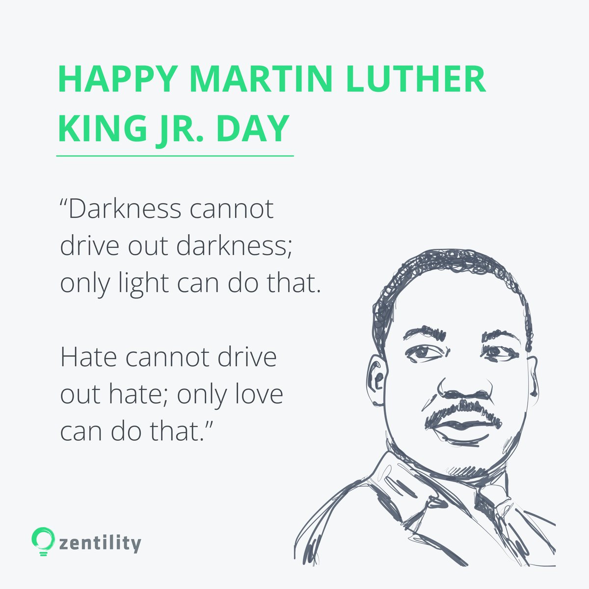 Zentility's tweet photo. Happy Martin Luther King Jr. Day from the Zentility Team #MartinLutherKing #MartinLutherKingJrDay #martinlutherkingjr https://t.co/3AzT6q1jLN