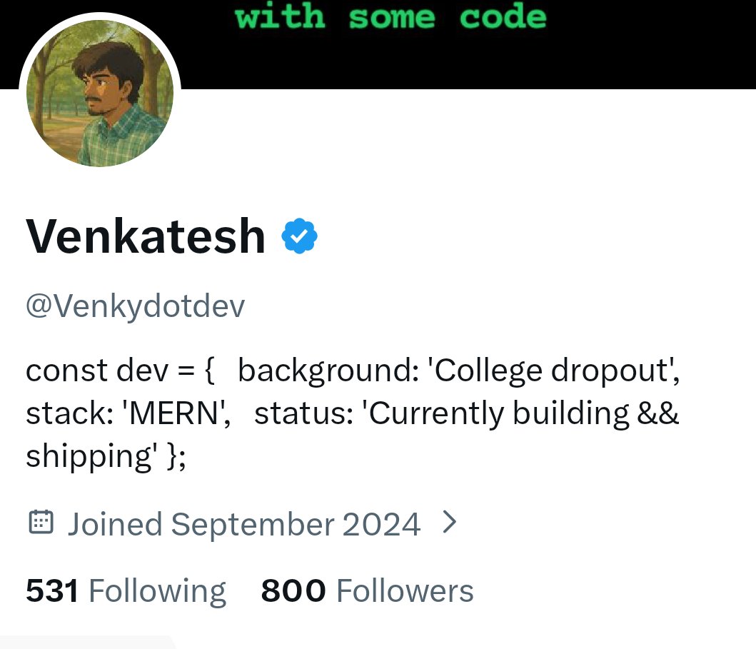 Venkydotdev's tweet image. Guys we just reached 800 followers.