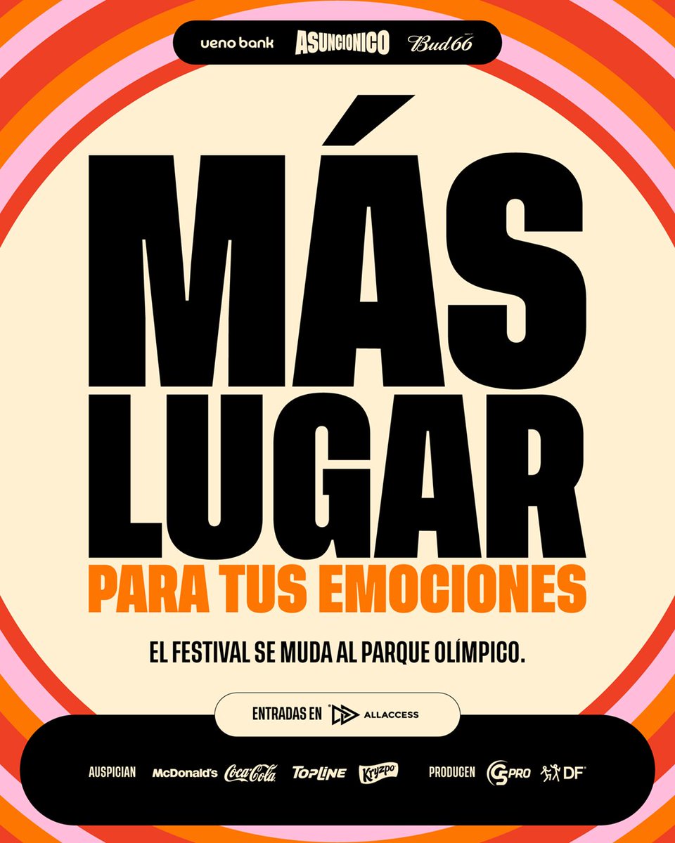 Asuncionico_'s tweet image. ¡TENEMOS NUEVA LOCACIÓN!🚨‼️

Preparate para vivir con todo el festival más grande de nuestro país 🇵🇾🤩

👉🏼 Parque Olímpico

¡Asegurá tu lugar hoy! 

🎫 Entradas en @allaccesspy en la web allaccess.com.py/event/asuncion…
📆 17, 18 y 19 de Marzo del 2026