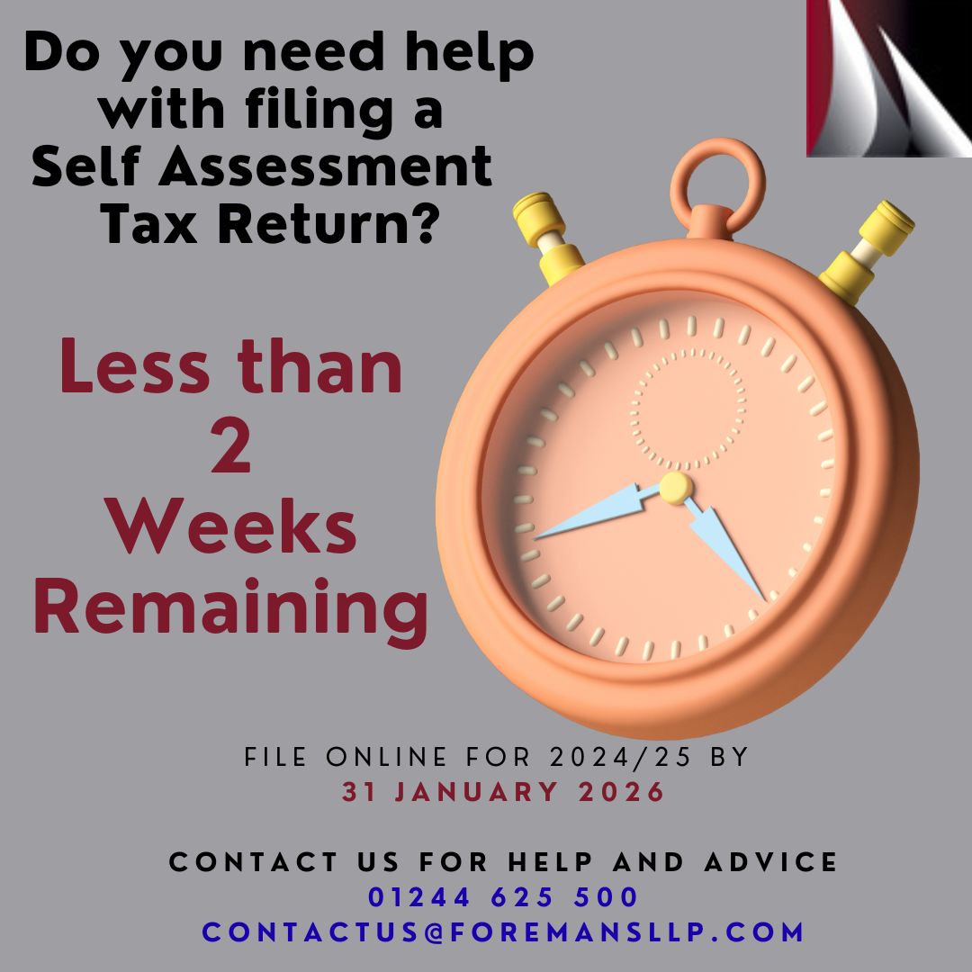 Foremansllp's tweet photo. The 2024/25 Self Assessment is due to be filed by 31 January. Contact us if you need help completing and filing your Tax Return! https://t.co/01M1G41XaO