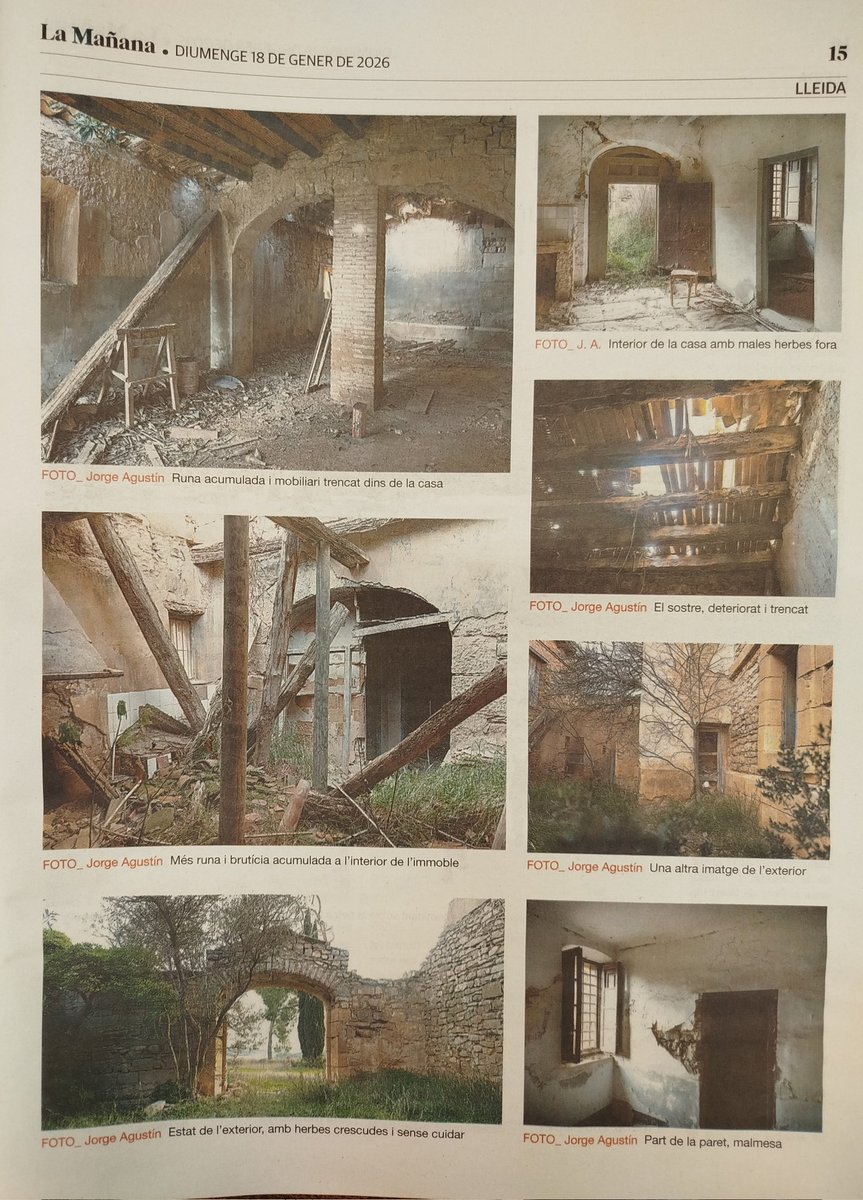Ahir a <a href="/LaManyanacat/">La Mañana</a>, <Rèquiem per Cal Macià>, una peça en què es recollia en portada, en l'editorial i en dues pagines centrals un crit d'alerta per l'imminent col•lapse de la casa familiar de Francesc Macià a Alcarràs.

9 anys advertint d'un desenllaç més que previsible.