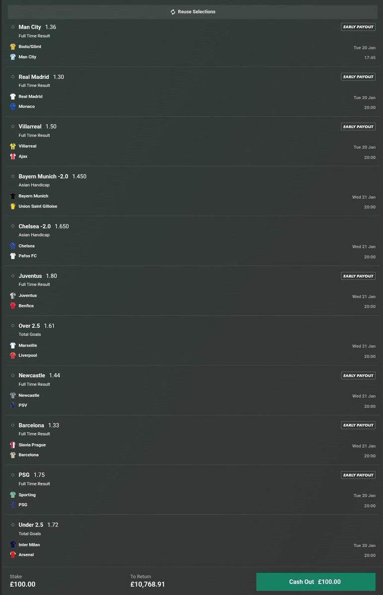 OnlyWsBets's tweet image. 💥⚽️ 107/1 UCL PUNT ⚽️💥