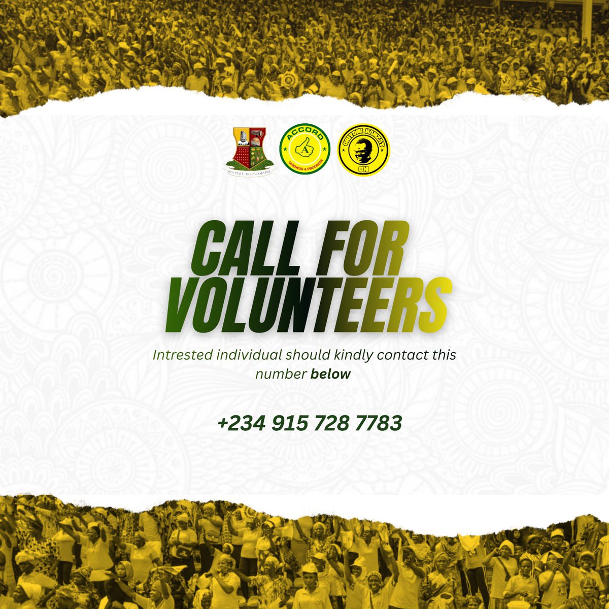 OriyomiHamzat_'s tweet photo. To all my well-wishers, to those who believe in our collective rights, and to everyone who genuinely wants to be part of this movement, here is an opportunity to be part of something remarkable and have your name etched in history.

Kindly use the link below to register. You may also contact the number displayed or send a DM to @HighchiefBIO for further details.

https://t.co/8bdkDTR2vb

OH