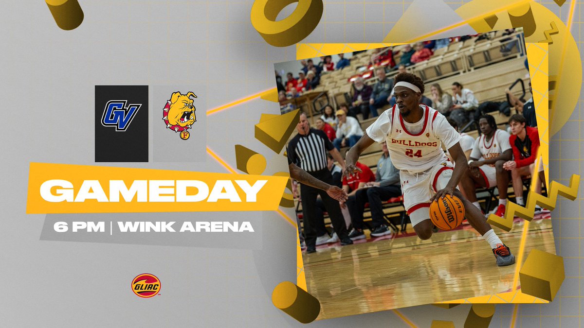 ferrisathletics's tweet photo. FSU vs GVSU! Tonight, 6 pm at Wink Arena. West Michigan rivals hit the court in a men's basketball tilt. All kids 18 & under get in FREE! Go Bulldogs! #BeatGV @FerrisMBBALL https://t.co/rxYp8tmg72