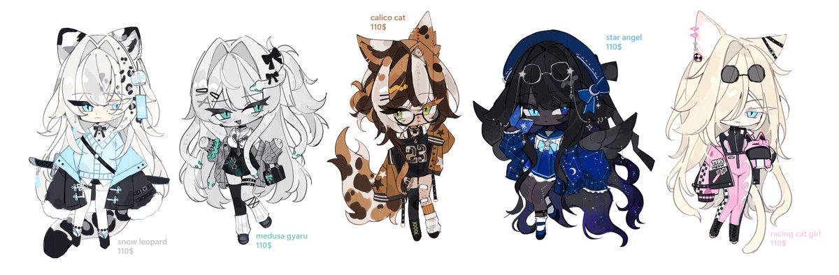 mixed adoptable batch 🖤 ko-fi below 
each one is 110$; commercial use included