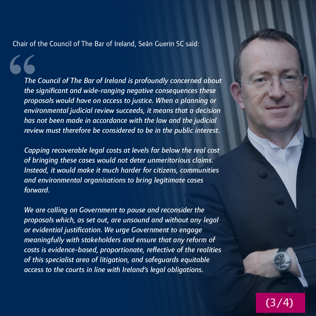 TheBarofIreland's tweet photo. Statement from The Bar of Ireland: Proposed scale of legal costs would have wide-ranging negative consequences on access to justice and environmental protection

➡️ Read our statement in full: https://t.co/dLx5eDuyCR https://t.co/GRLleDZNwk
