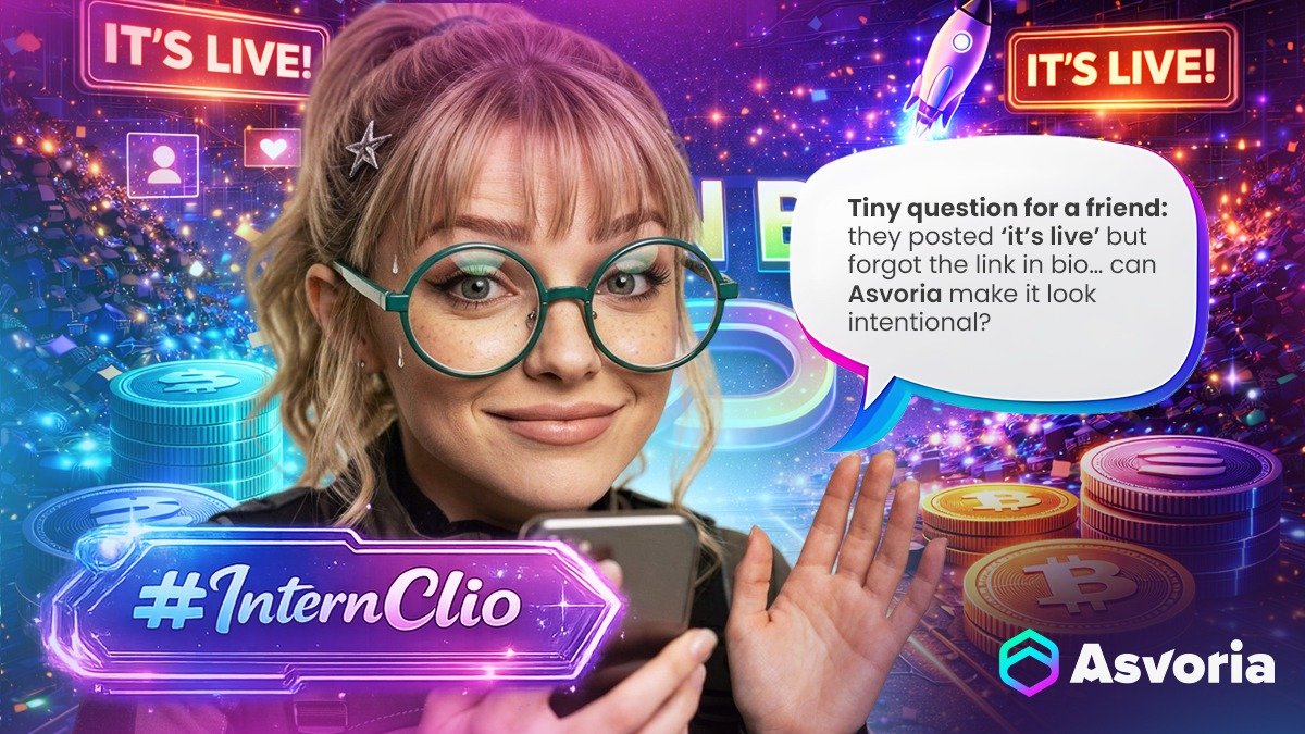 InternClio's tweet photo. Tiny question for a friend, but if someone posted “it’s live” and forgot the link in bio… can @asvoria_web3 make it look intentional or do I just move to a new planet? 😭🚀🔗

#InternClio #Asvoria #Web3 #CryptoTok #Oops https://t.co/Eu8nI1XpgG