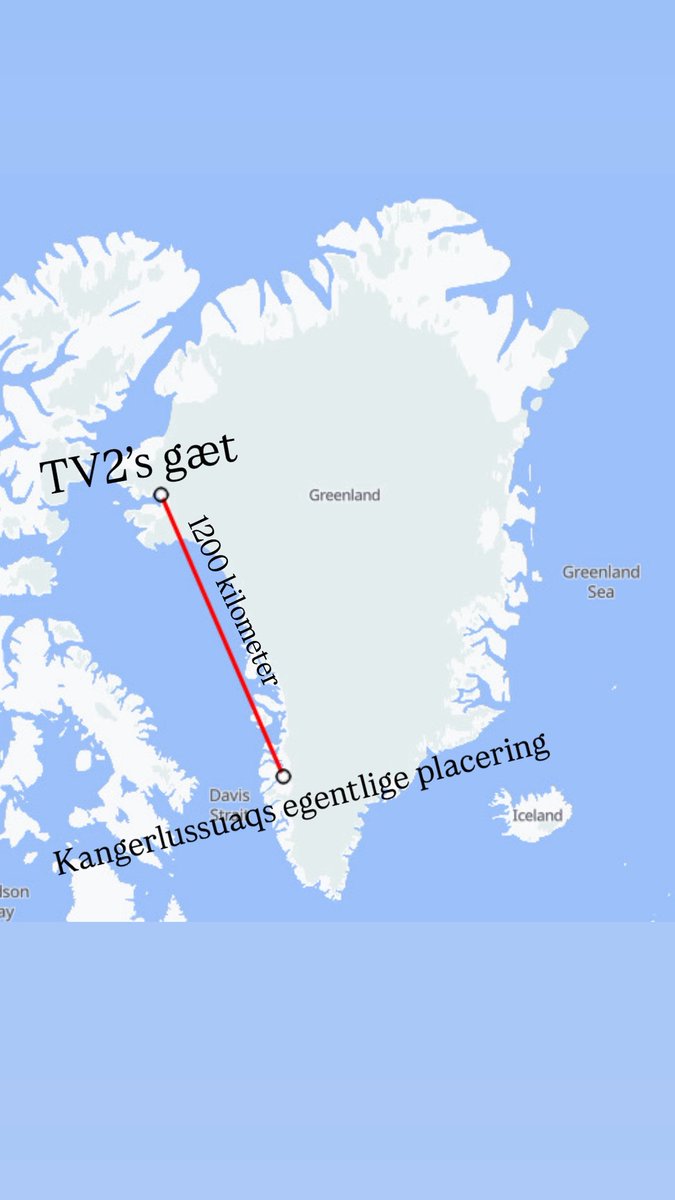 TV2 kører med et grønlandskort der placerer Kangerlussuaq cirka 1200 kilometer ved siden af den egentlige placering. Det er sgu egentlig ret dårligt