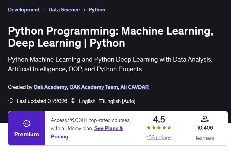 data science, machine learning and deep learning with... Development Data Science Python Python Programming: Machine Learning ...