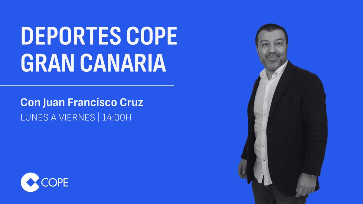 🔜 ¡Todos a la radio que comienza Deportes <a href="/COPEGranCanaria/">COPE Gran Canaria</a> de este lunes!

🎙️ <a href="/juanfrancruzcar/">Juan Francisco Cruz</a>
 🎙️<a href="/DoramasRguez/">Doramas Rodríguez</a>

📡103.0
📡102.9 (sur)
📡98.3 Lanzarote 
📡93.0 Fuerteventura 

📲APP
💻 cope.es/emisoras/canar…
📩 610.10.80.05
