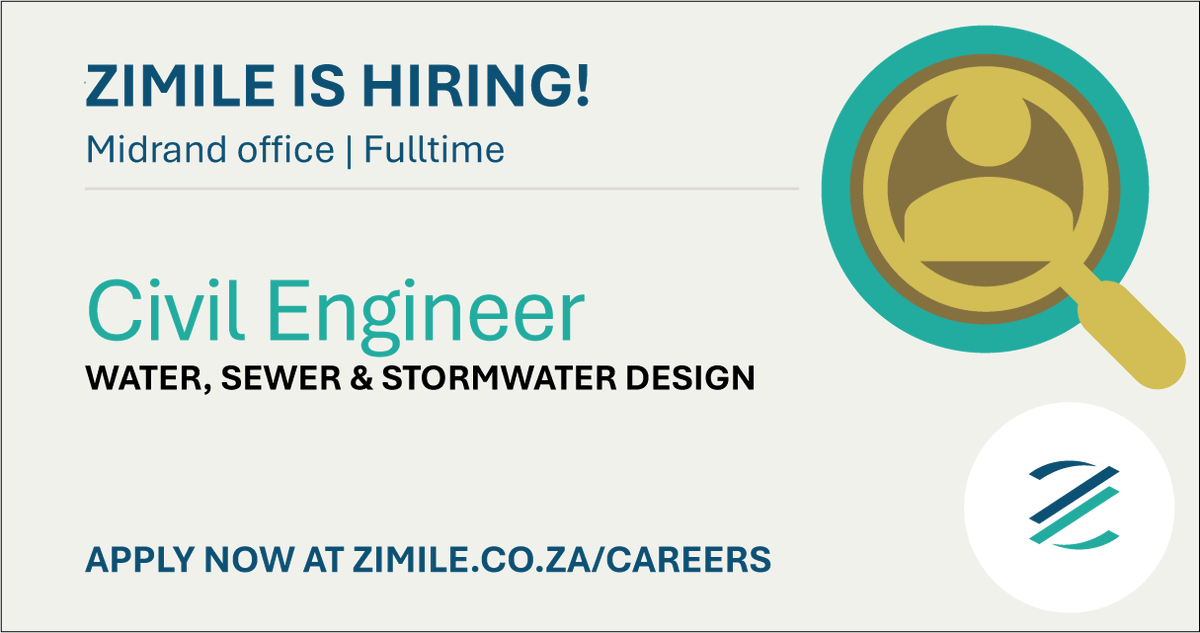 EngineersZimile's tweet photo. Engineers who design for flow, resilience and the future wanted!

Zimile is growing our Water unit, and we are looking for a civil engineer with 5+ years’ experience in water, sewer and stormwater infrastructure. Apply https://t.co/MXYQu0ZeF5 https://t.co/cFQmslAwzx