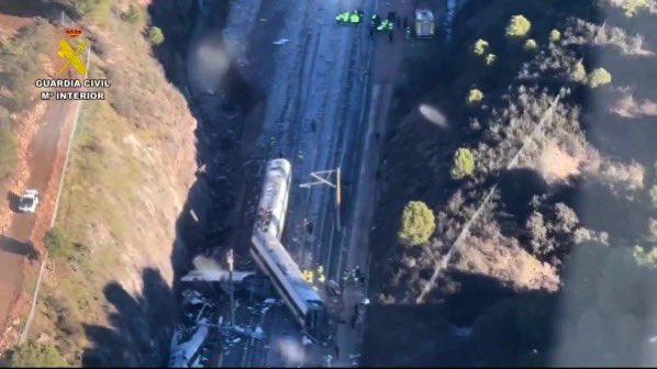 NOW - Death toll rises to 39, with at least
120 injured in high-speed rail head on collision near Adamuz in Spain’s Cordoba province. Spain suspends high-speed train services.
